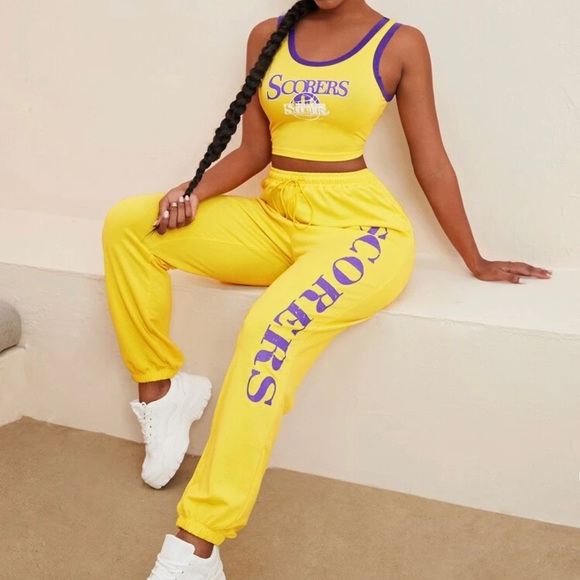 SHEIN Pants - SEXY Letter Graphic Tank Top & Sweatpants Set. Price Firm.